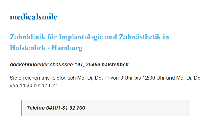 Zahnklinik, Zahnchirurg & Zahnmedizin für 24568 Kaltenkirchen, Oersdorf, Winsen, Nützen, Alveslohe, Henstedt-Ulzburg, Lentföhrden oder Kisdorf, Kattendorf, Schmalfeld